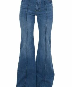 Flying Tomato Medium Wash High Rise Center Seam Flare Jeans Bottoms