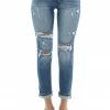 KanCan Medium Wash High Rise Distressed Mom Fit Jeans