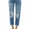 KanCan Medium Wash High Rise Distressed Mom Jeans
