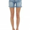 KanCan Bottoms Medium Wash High Rise Jean Shorts With Frayed Details