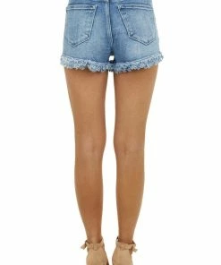 KanCan Medium Wash High Rise Jean Shorts With Frayed Hem Bottoms 9 KanCan Medium Wash High Rise Jean Shorts With Frayed Hem Bottoms