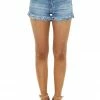 KanCan Medium Wash High Rise Jean Shorts With Frayed Hem Bottoms