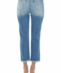 Cello Jeans Medium Wash High Rise Raw Hem Distressed Jeans