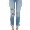 KanCan Medium Wash High Rise Tiered Frayed Hem Jeans Bottoms