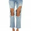 Cello Jeans Bottoms Medium Wash Mid Rise Distressed Jeans With Frayed Detail