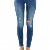 Judy Blue Bottoms Medium Wash Mid Rise Distressed Knee Jeggings