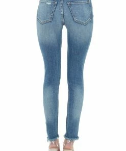 Sneak Peek Medium Wash Mid Rise Jeans With Frayed Hem And Distressing Bottoms 12 Sneak Peek Medium Wash Mid Rise Jeans With Frayed Hem And Distressing Bottoms