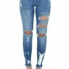 KanCan Medium Wash Mid Rise Skinny Distressed Jeans With Frayed Hem 1 KanCan Medium Wash Mid Rise Skinny Distressed Jeans With Frayed Hem