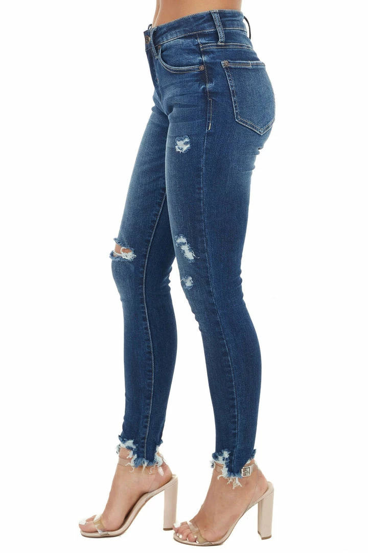 Special A Medium Wash Mid Rise Skinny Jean With Distressed Details Bottoms 4 Special A Medium Wash Mid Rise Skinny Jean With Distressed Details Bottoms