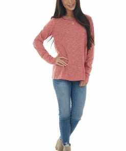 BiBi Melange Ruby Long Sleeve Thumb Hole Knit Top Tops