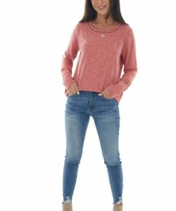 BiBi Melange Ruby Long Sleeve Thumb Hole Knit Top Tops