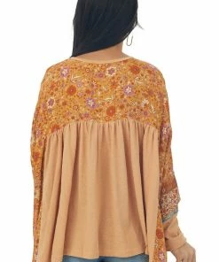 Easel Tops Melon Floral Print Blouse With Long Sleeves 12 Easel Tops Melon Floral Print Blouse With Long Sleeves