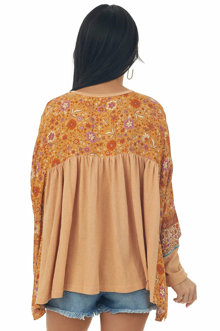 Easel Tops Melon Floral Print Blouse With Long Sleeves 7 Easel Tops Melon Floral Print Blouse With Long Sleeves