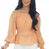 Flying Tomato Melon Off Shoulder Drop Waist Textured Blouse