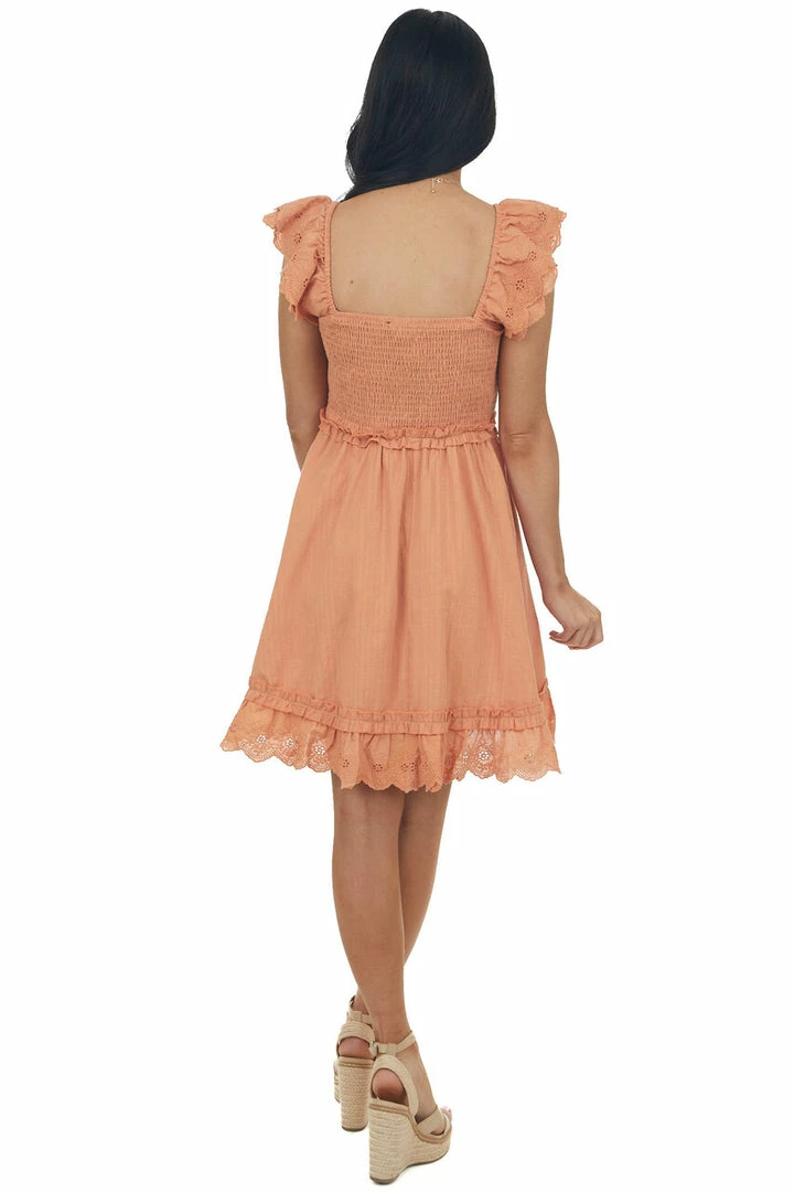 Davi & Dani Dresses Melon Short Sleeve Smocked Woven Dress 9 Davi & Dani Dresses Melon Short Sleeve Smocked Woven Dress