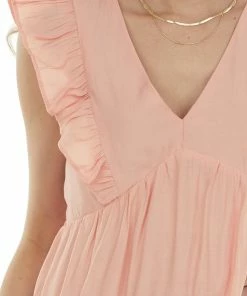 Umgee Melon V Neck Tiered Woven Mini Dress Dresses 22 Umgee Melon V Neck Tiered Woven Mini Dress Dresses