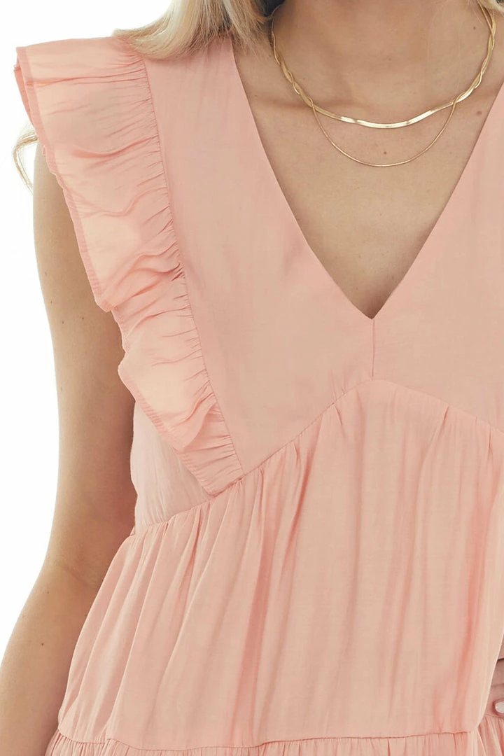 Umgee Melon V Neck Tiered Woven Mini Dress Dresses 10 Umgee Melon V Neck Tiered Woven Mini Dress Dresses