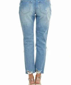 Special A Mid Wash High Rise Ankle Cut Distressed Straight Leg Jeans 14 Special A Mid Wash High Rise Ankle Cut Distressed Straight Leg Jeans