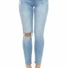 Vervet Bottoms Midwash Denim High Rise Skinny Jeans With Button Up Closure