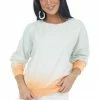 Flying Tomato Mint And Orange Ombre Ribbed Trim Sweatshirt
