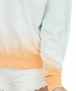 Flying Tomato Mint And Orange Ombre Ribbed Trim Sweatshirt