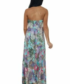 HEIMISH Dresses Mint Floral Print Strapless Maxi Dress 12 HEIMISH Dresses Mint Floral Print Strapless Maxi Dress