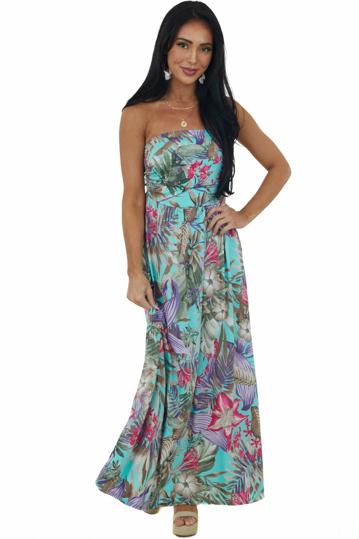 HEIMISH Dresses Mint Floral Print Strapless Maxi Dress 4 HEIMISH Dresses Mint Floral Print Strapless Maxi Dress