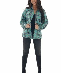 Fantastic Fawn Tops Mint Plaid Collared Chest Pocket Flannel 19 Fantastic Fawn Tops Mint Plaid Collared Chest Pocket Flannel