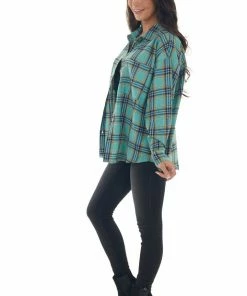 Fantastic Fawn Tops Mint Plaid Collared Chest Pocket Flannel 20 Fantastic Fawn Tops Mint Plaid Collared Chest Pocket Flannel