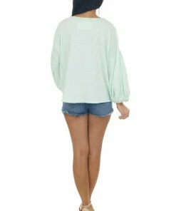 Easel Tops Mint Wide Fit Puff Sleeve Stitch Detail Top 21 Easel Tops Mint Wide Fit Puff Sleeve Stitch Detail Top