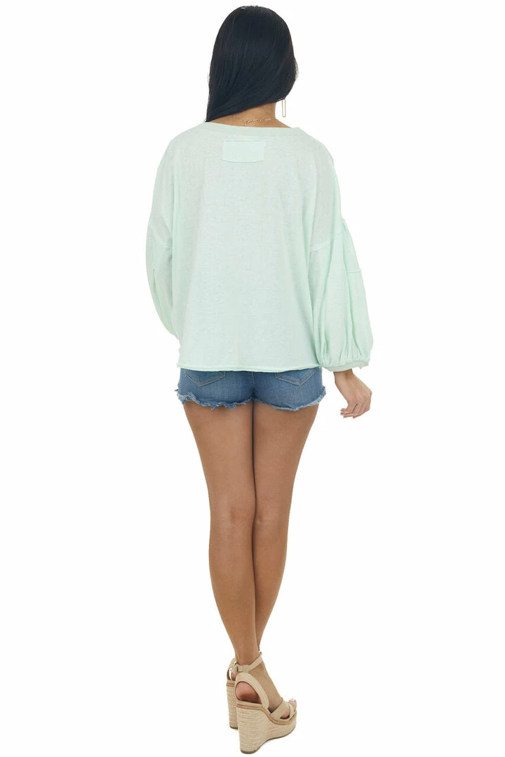Easel Tops Mint Wide Fit Puff Sleeve Stitch Detail Top 9 Easel Tops Mint Wide Fit Puff Sleeve Stitch Detail Top