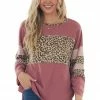 Jodifl Tops Mulberry Leopard Colorblock Long Sleeve Top