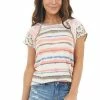 7th Ray Multicolor And Multiprint Short Sleeve Knit Top Tops 1 7th Ray Multicolor And Multiprint Short Sleeve Knit Top Tops