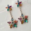 Fame Accessories Multicolor Flower Rhinestone Dangle Earrings 1 Fame Accessories Multicolor Flower Rhinestone Dangle Earrings