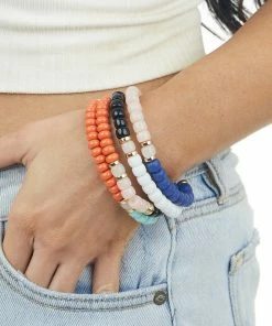 Fame Accessories Multicolor Glass Bead Stretchy Bracelet Set