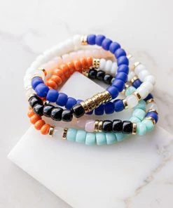 Fame Accessories Multicolor Glass Bead Stretchy Bracelet Set