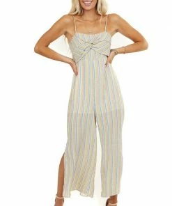 Chrysanthemum Dresses Multicolor Patterned Jumpsuit With Front Twist Detail