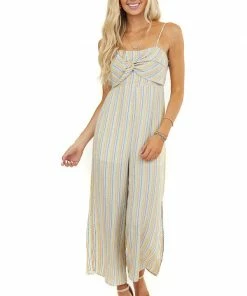 Chrysanthemum Dresses Multicolor Patterned Jumpsuit With Front Twist Detail