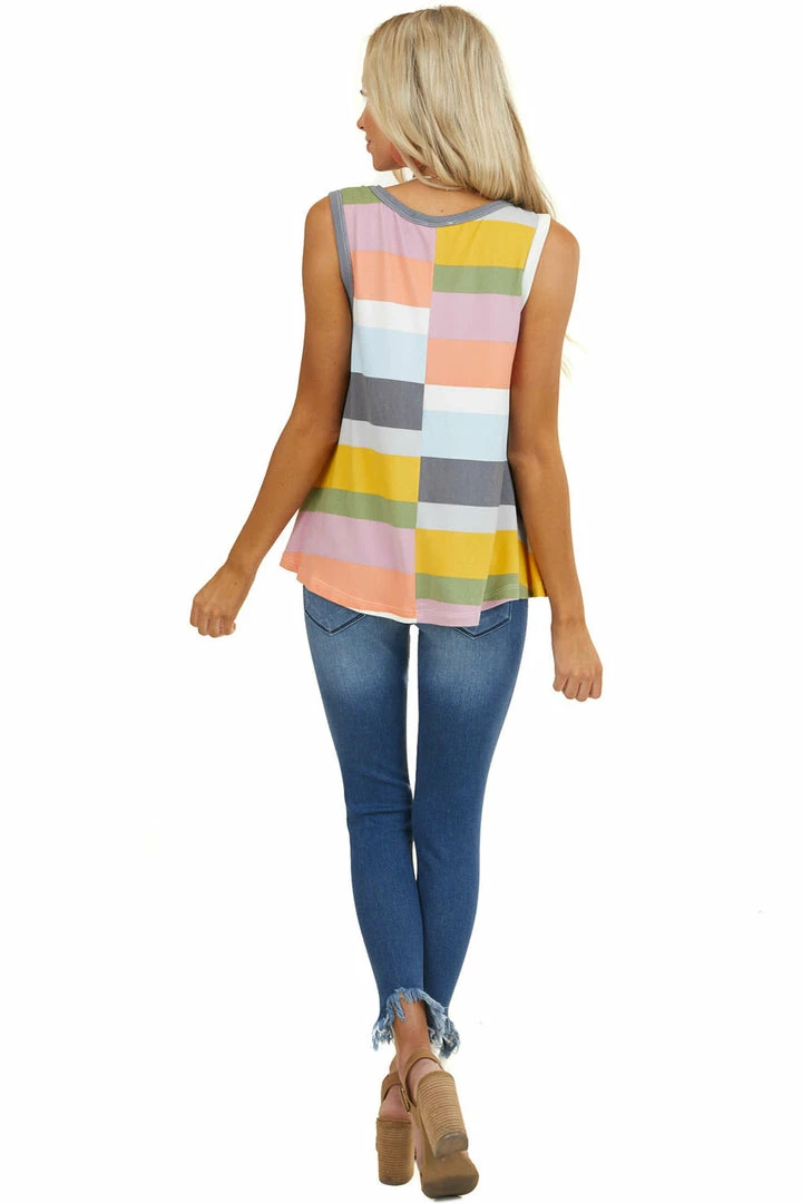 B-Tween Tops Multicolor Striped Sleeveless Super Soft Trapeze Knit Top 9 B-Tween Tops Multicolor Striped Sleeveless Super Soft Trapeze Knit Top