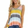 B-Tween Tops Multicolor Striped Sleeveless Super Soft Trapeze Knit Top