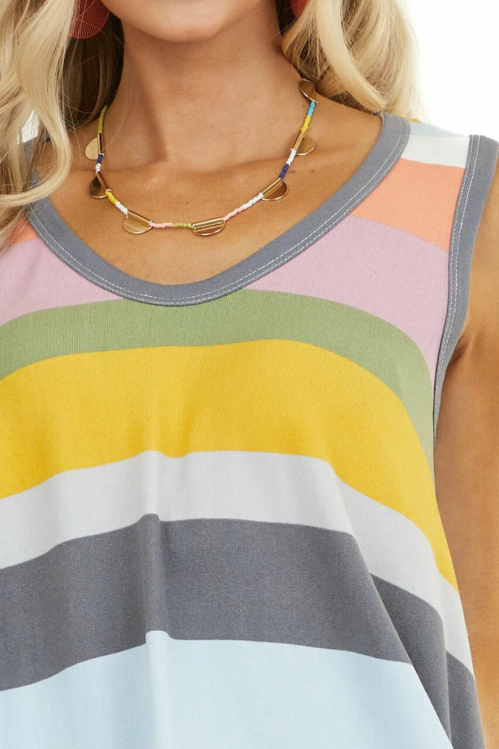 B-Tween Tops Multicolor Striped Sleeveless Super Soft Trapeze Knit Top 10 B-Tween Tops Multicolor Striped Sleeveless Super Soft Trapeze Knit Top