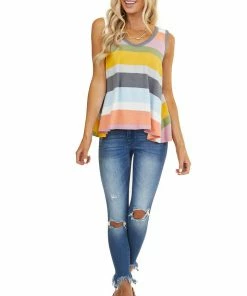 B-Tween Tops Multicolor Striped Sleeveless Super Soft Trapeze Knit Top 20 B-Tween Tops Multicolor Striped Sleeveless Super Soft Trapeze Knit Top
