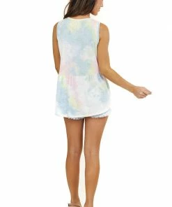 Mittoshop Multicolor Tie Dye Drop Waist Tank Top With Button Details