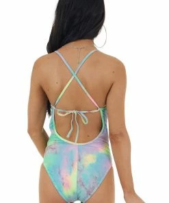 MARINA WEST SWIM Multicolor Tie Dye One Piece Swimsuit With Scoop Back Accessories
