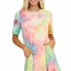 Lime 'N' Chili Multicolor Tie Dye Short Sleeve Dress With Side Pockets