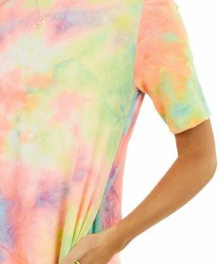 Lime 'N' Chili Multicolor Tie Dye Short Sleeve Dress With Side Pockets 25 Lime 'N' Chili Multicolor Tie Dye Short Sleeve Dress With Side Pockets