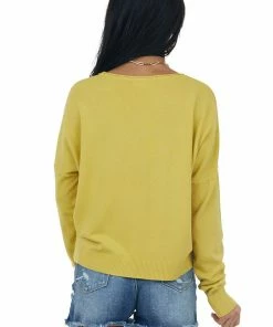 Trend Notes Mustard Drop Shoulder Super Soft Knit Top