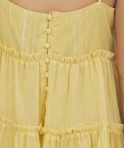 Sweet Lemon Dresses Mustard Sleeveless Ruffle Tiered Mini Dress 15 Sweet Lemon Dresses Mustard Sleeveless Ruffle Tiered Mini Dress