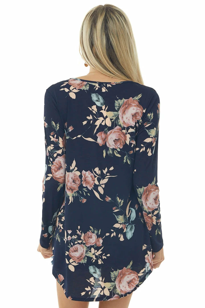 HEIMISH Tops Navy Floral Babydoll Long Sleeve Knit Top 7 HEIMISH Tops Navy Floral Babydoll Long Sleeve Knit Top