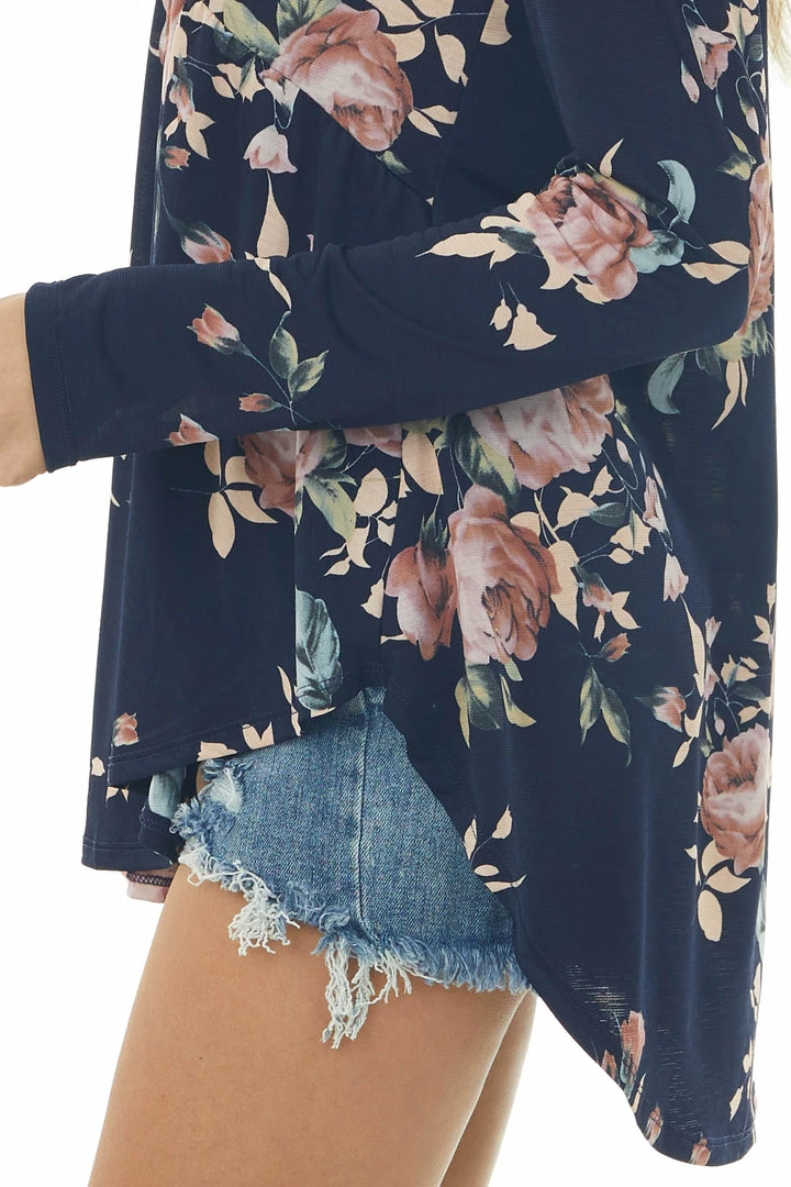 HEIMISH Tops Navy Floral Babydoll Long Sleeve Knit Top 8 HEIMISH Tops Navy Floral Babydoll Long Sleeve Knit Top